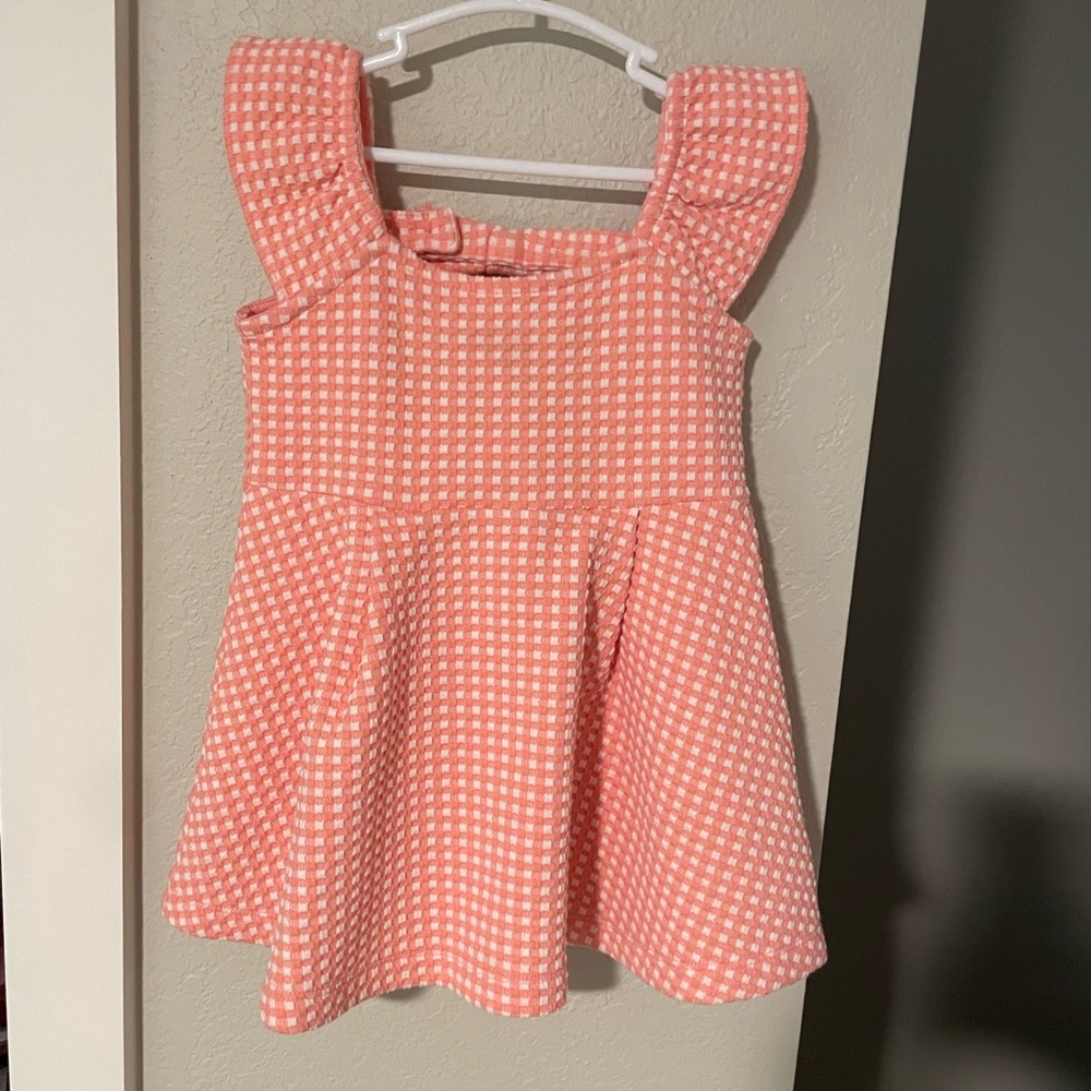 Janie and Jack Coral Gingham Dress w Bow Back Toddler Girls